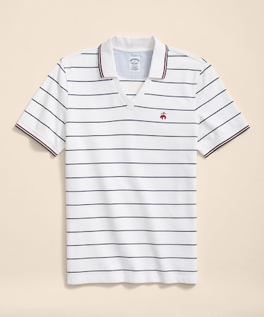 スーピマコットン　GFロゴ　サッカーストライプ　ジョニーカラーポロシャツ　Slim Fit