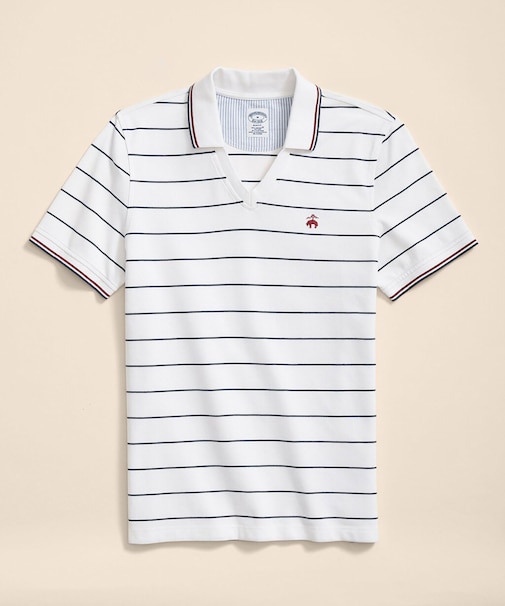 スーピマコットン　GFロゴ　サッカーストライプ　ジョニーカラーポロシャツ　Slim Fit