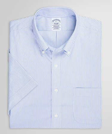 スーピマコットンストレッチ　キャンディストライプ　ショートスリーブ　ドレスシャツ　Regular Fit