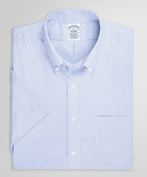 スーピマコットンストレッチ　キャンディストライプ　ショートスリーブ　ドレスシャツ　Regular Fit