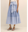 コットン　ストライプ　ボウウエストベルト　マキシスカート