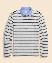 ストレッチコットン　GFロゴ　ダブルストライプ　ロングスリーブポロシャツ　Slim Fit