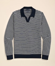コットン マリナーストライプ ジョニーカラーセーター