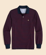 スーピマコットンストレッチ　GFロゴ　シンストライプ　ロングスリーブポロシャツ　Slim Fit