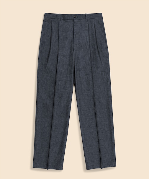コットン シャンブレー プリーテッドパンツ PLT