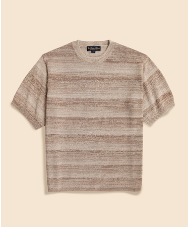 コットンブレンド グラデーション ショートスリーブ クルーネックセーター