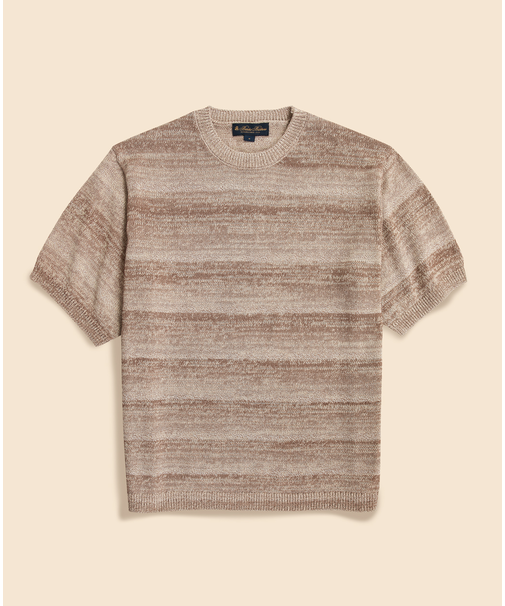 コットンブレンド グラデーション ショートスリーブ クルーネックセーター