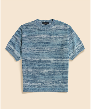 コットンブレンド グラデーション ショートスリーブ クルーネックセーター