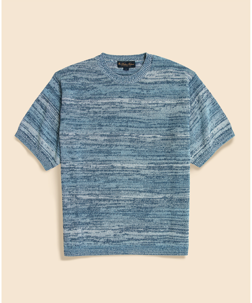 コットンブレンド グラデーション ショートスリーブ クルーネックセーター