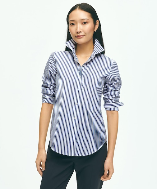 スーピマコットンストレッチ ベンガルストライプ ドレスシャツ Classic Fit