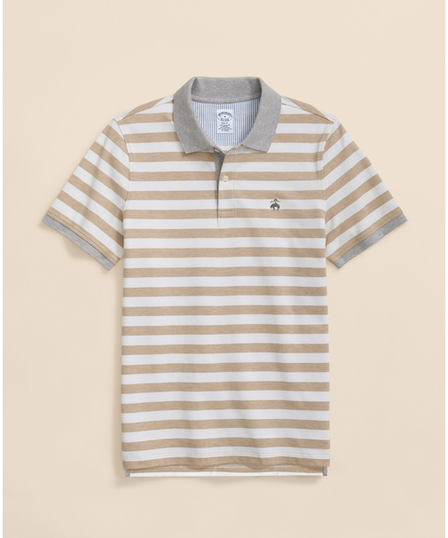 スーピマコットンストレッチピケ　GFロゴ　マリナーストライプ　ポロシャツ　Slim Fit