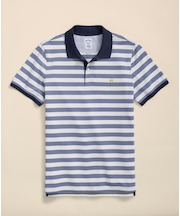 スーピマコットンストレッチピケ　GFロゴ　マリナーストライプ　ポロシャツ　Slim Fit