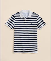 スーピマコットンストレッチピケ　GFロゴ　マリナーストライプ　ポロシャツ　Slim Fit