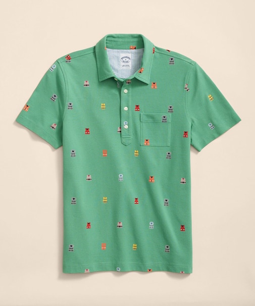 コットンピケ　ライフジャケットプリント　ポロシャツ