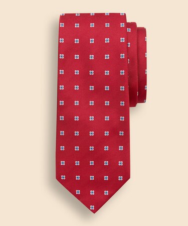 シルク スモールフラワー ジャカードタイ