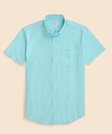 ストレッチコットン シアサッカー ショートスリーブ カジュアルシャツ Regular Fit