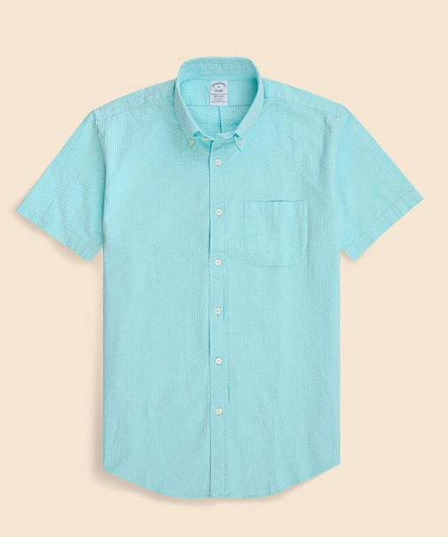 ストレッチコットン シアサッカー ショートスリーブ カジュアルシャツ Regular Fit