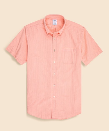 ストレッチコットン シアサッカー ショートスリーブ カジュアルシャツ Regular Fit