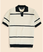 コットン　ワイドピッチストライプ　ポロセーター