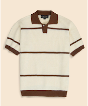 コットン　ワイドピッチストライプ　ポロセーター