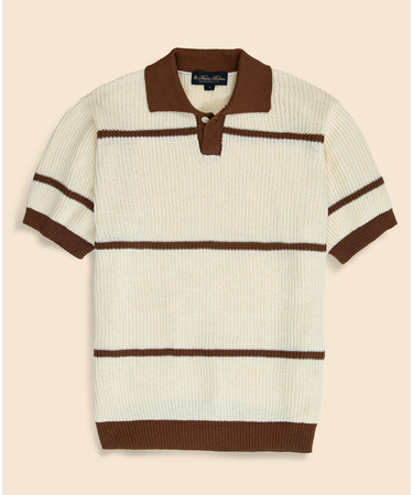 コットン　ワイドピッチストライプ　ポロセーター