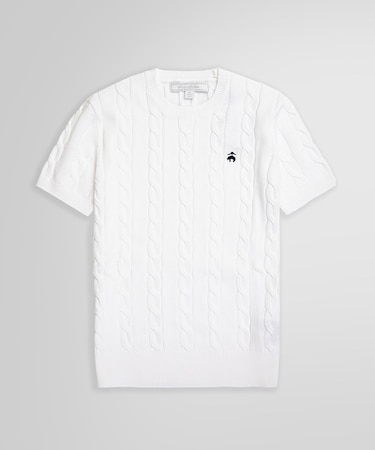 スーピマコットン GFロゴ ケーブル ショートスリーブセーター