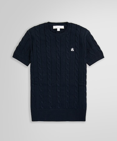 スーピマコットン GFロゴ ケーブル ショートスリーブセーター