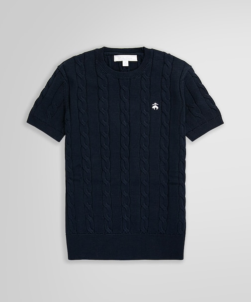 スーピマコットン GFロゴ ケーブル ショートスリーブセーター