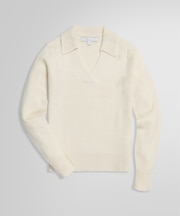 ウール/カシミヤ ロングスリーブ ポロセーター