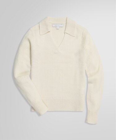 ウール/カシミヤ ロングスリーブ ポロセーター