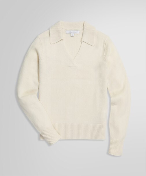 ウール/カシミヤ ロングスリーブ ポロセーター