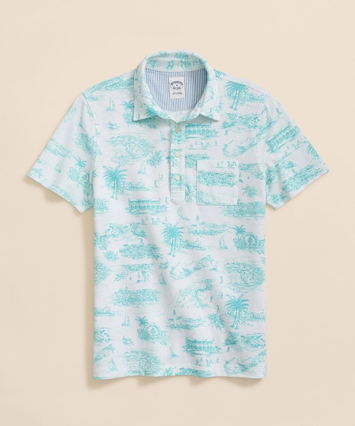 コットンピケ　バミューダプリント　ポロシャツ