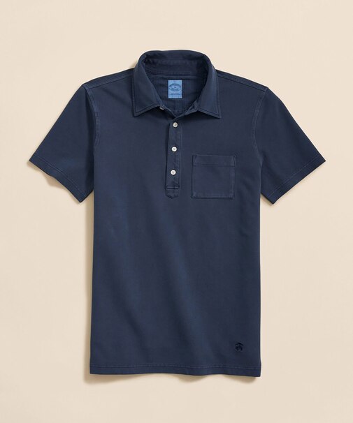 コットンピケジャージー GFロゴ ガーメントダイ ポロシャツ