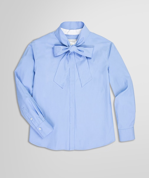 コットンポプリン Aライン ボウタイブラウス