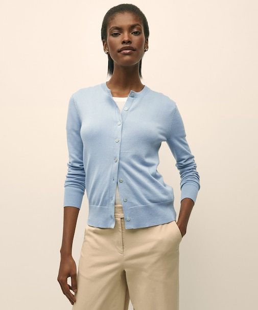 スーピマコットン クルーネック カーディガン