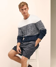 コットン ケーブル カラーブロック クルーネックセーター