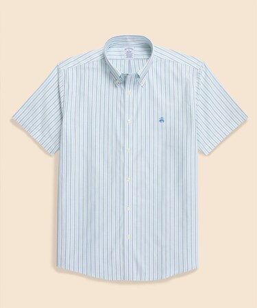 ストレッチオックスフォード　GFロゴ　オルタネイトストライプ　ショートスリーブ　カジュアルシャツ　Regular Fit