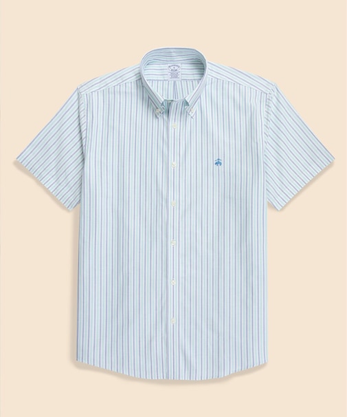 ストレッチオックスフォード　GFロゴ　オルタネイトストライプ　ショートスリーブ　カジュアルシャツ　Regular Fit