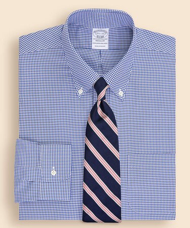 Brooks Brothers Explorer コットンブレンド ギンガムチェック ドレスシャツ Regular Fit