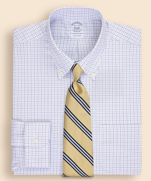Brooks Brothers Explorer　コットンブレンド　ウィンドウペイン　ドレスシャツ　Regular Fit