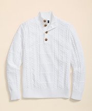 スーピマコットン ケーブル モックネックセーター