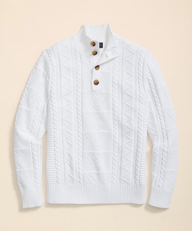 スーピマコットン ケーブル モックネックセーター