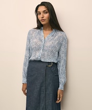 シフォン ウォーターカラープリント ブラウス