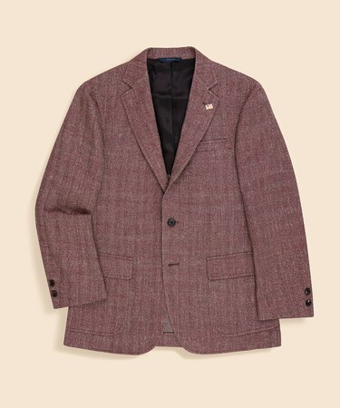 ウール／コットン／リネン　ヘリンボーン　段返り３釦サックジャケット　Traditional　Made in USA