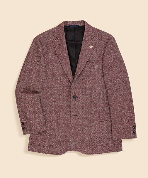 ウール／コットン／リネン　ヘリンボーン　段返り３釦サックジャケット　Traditional　Made in USA