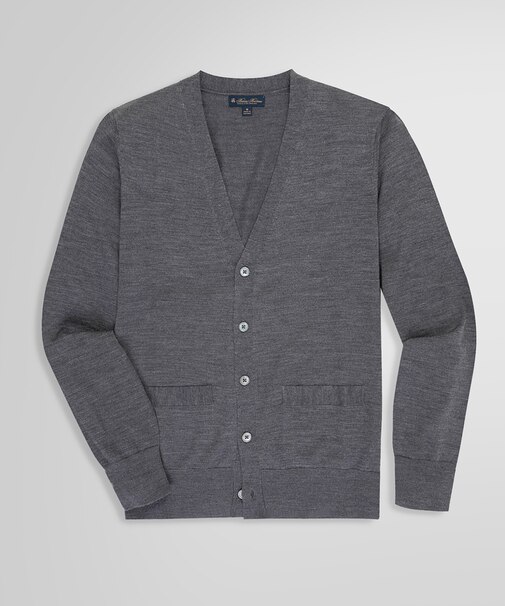 メリノウール Vネックカーディガン