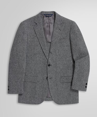 ウール ツイード ヘリンボーンストライプ 段返り３釦コンフォートサックジャケット Traditional