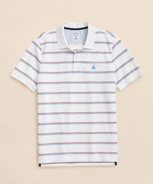 スーピマコットンストレッチ　ピケ　GFロゴ　トリプルストライプ　ポロシャツ　Slim Fit