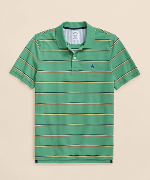 スーピマコットンストレッチ ピケ GFロゴ トリプルストライプ ポロシャツ Slim Fit