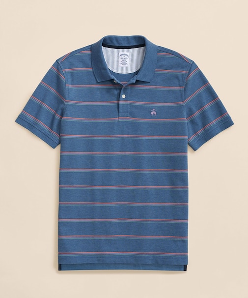 スーピマコットンストレッチ　ピケ　GFロゴ　トリプルストライプ　ポロシャツ　Slim Fit